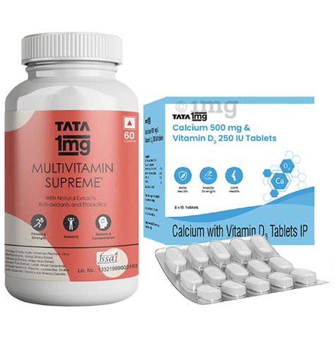 Combo Pack Of Tata 1mg Multivitamin Supreme Zinc Calcium And Vitamin