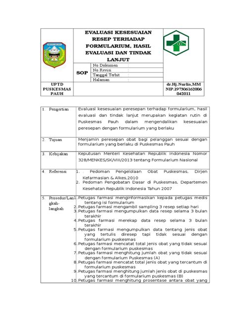 Evaluasi Kesesuaian Resep Terhadap Formularium Hasil Evaluasi Dan