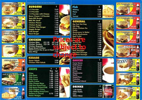 Menu at Tasty Bites fast food, Cookstown