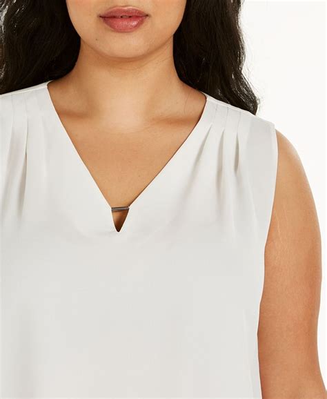 Kasper Plus Size V Neck Sleeveless Top Macys