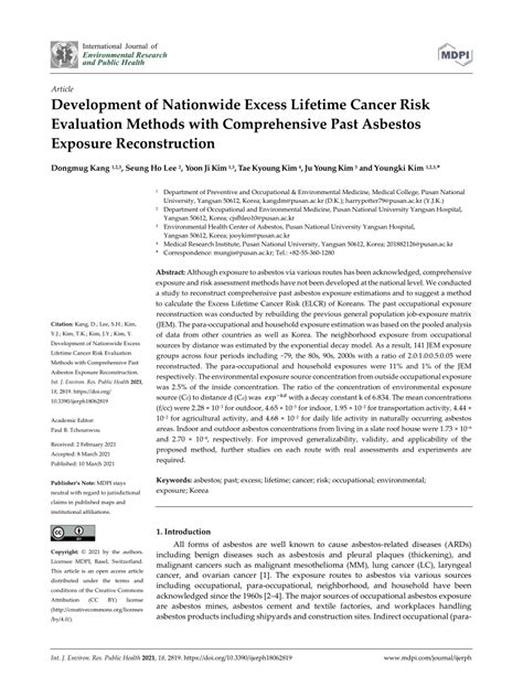 Pdf Development Of Nationwide Excess Lifetime Cancer Risk Evaluation