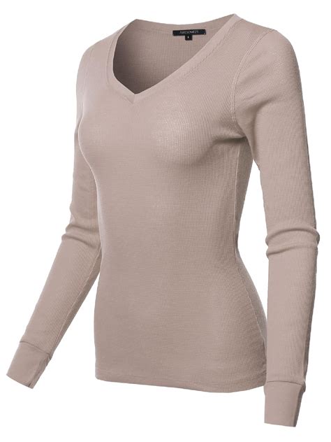 Fashionoutfit Women S Basic Casual Solid Long Sleeve V Neck Thermal Tops