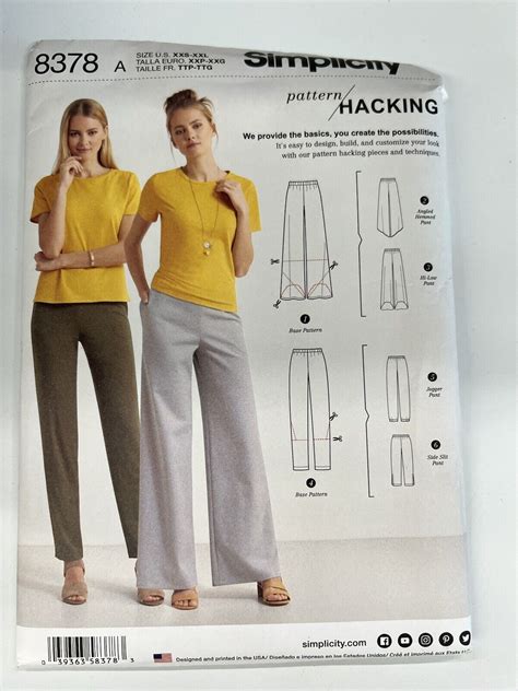 Simplicity Sewing 8378 Misses Knit Pants W Design Pattern Hacking Size