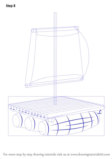 Step By Step How To Draw A Wooden Raft