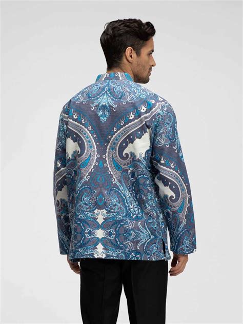 Bohemian Etro Aquamarine Long Sleeve Kaftan M2 Menstyle