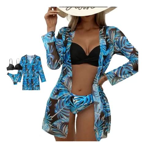 Conjunto Sa Da De Praia Kimono Ver O Feminino Bikini Parcelamento Sem Juros