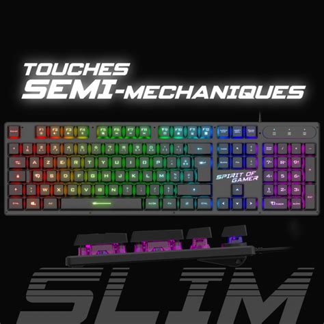 Clavier Gamer Filaire Spirit Of Gamer Cla Pk Fr Semi M Caniques Rgb