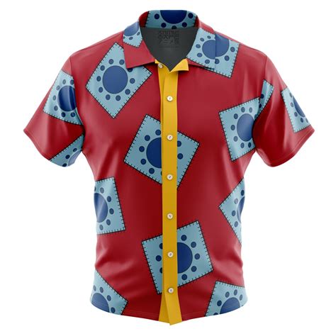 Luffys Wano Pattern One Piece Button Up Hawaiian Shirt Otaku Treasure