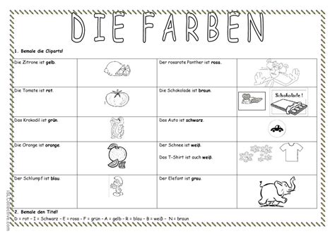 Farben Allgemeines Leseverst Ndnis Deutsch Daf Arbeitsbl Tter Pdf Doc