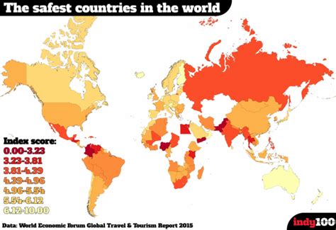 A Map Of The Worlds Safest Countries Indy100