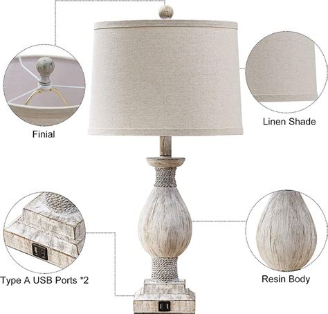 Rustic Farmhouse Table Lamps for Living Room Set of 2 With USB - Etsy