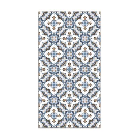 Tapis Vinyle Panorama Tuile Style Oriental Bleu 60x250 Cm Tapis Pour