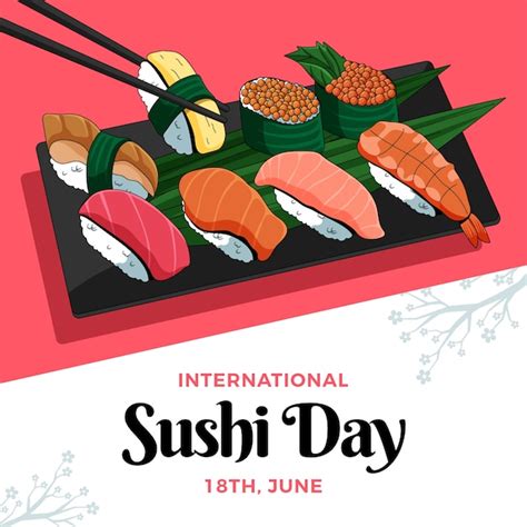 Premium Vector Hand Drawn International Sushi Day Illustration