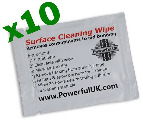 Solvent Surface Cleaner Sachet X10 Adhesive Tape Cleaning Wipe Alcohol