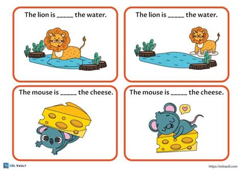 32 Free Preposition Cards ESL Vault