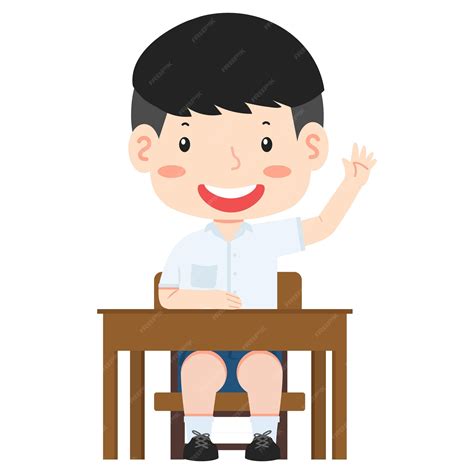 Premium Vector | Students boy raising hand in classroom