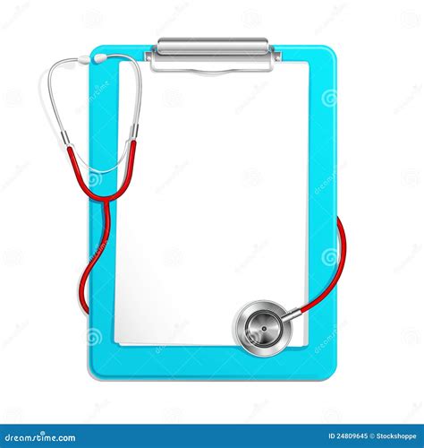 Clipboard With Stethoscope Stock Vector Illustration Of Checkup 24809645