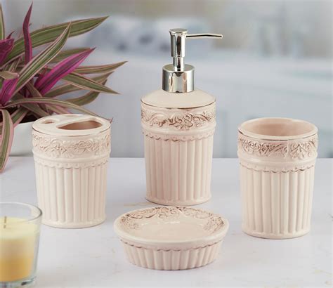 Buy Felicity Floral Ceramic Bathroom Accessories Set Of Pink At