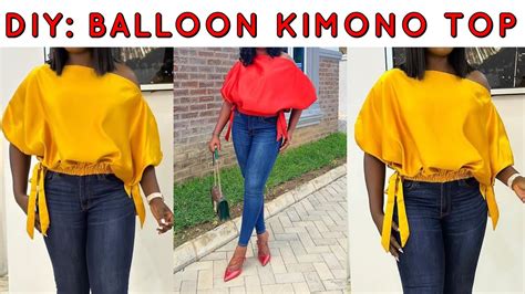 How To Cut And Sew A Balloon Kimono Top Diy Balloon Blouse Kimono