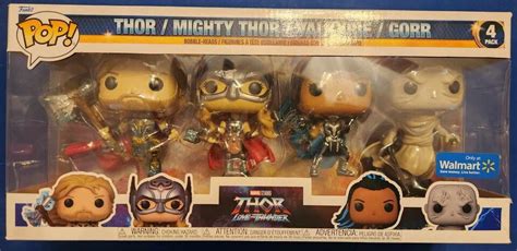 Funko Pop 4 Pack Marvel A1 Thor Love And Thunder Thor Mighty Thor