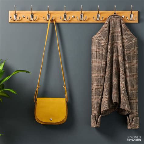 8 Hook Coat Rack In Natural Bamboo By Larhn