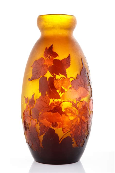 Emile Gall Vase Ovo De A D Cor De Fleurs Rouge Sur