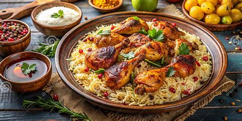 Rice and Grilled Chicken Pakistani Food Balochi Sajji Creative AI Stock ...