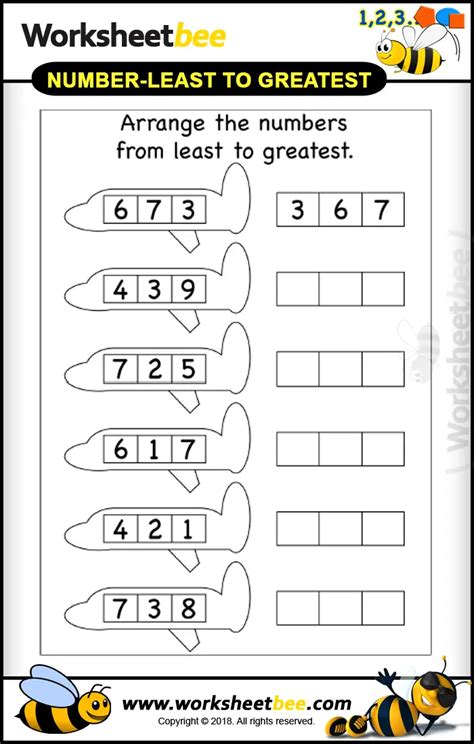 Arrange The Numbers 1 Worksheet Bee