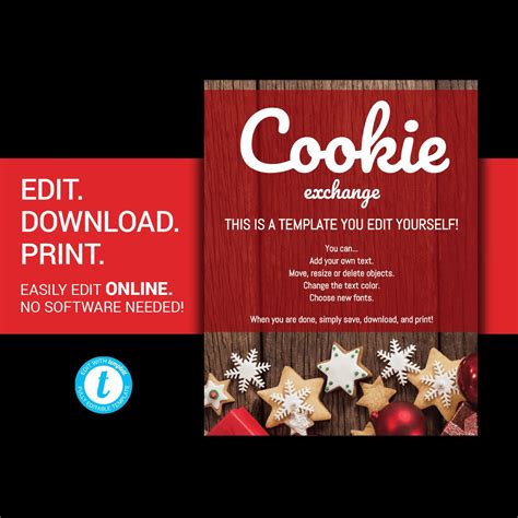 Editable Christmas Cookie Exchange Flyer Cookie Exchange Flyer Etsy