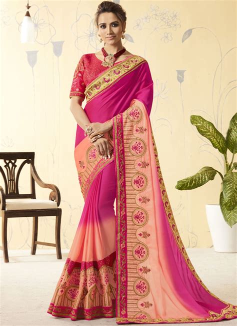 Buy Online Art Silk Hot Pink Traditional Saree 93125