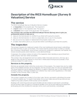 Fillable Online Description Of The Rics Homebuyer Survey Fax Email