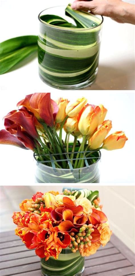 6 Use Large Leaves To Disguise Floral Foam And Stems 13 Clever