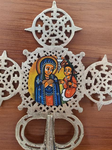 Ethiopian Orthodox Hand Painted Processional Cross African Christian