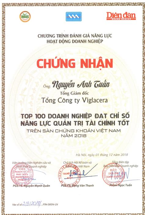 Viglacera lần thứ 4 liên tiếp được vinh danh Thương hiệu Quốc gia