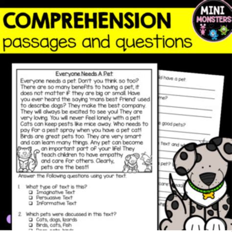 St Grade Reading Comprehension Passages And Questions Set Made By