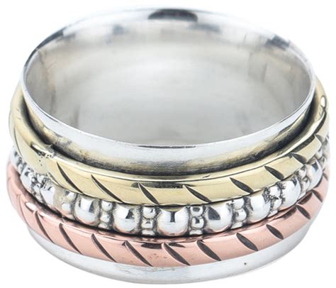 Sterling Silver Three Tone Meditation Spinner Ring