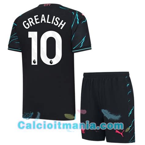 Maglia Calcio Manchester City Jack Grealish 10 Bambino Terza Blu Nero