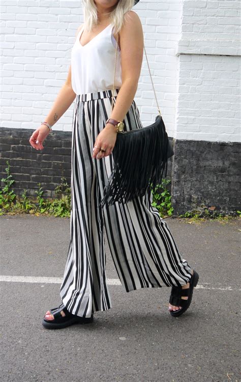 Palazzo Pants Black White Stripes Atelier Yuwa Ciao Jp