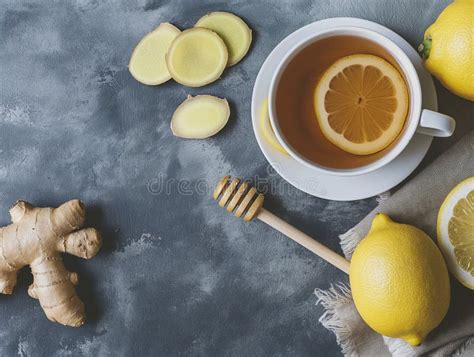 Cup Of Ginger Tea With Honey And Lemon Hot Tea With Lemon And Ginger Stock Photo Image Of