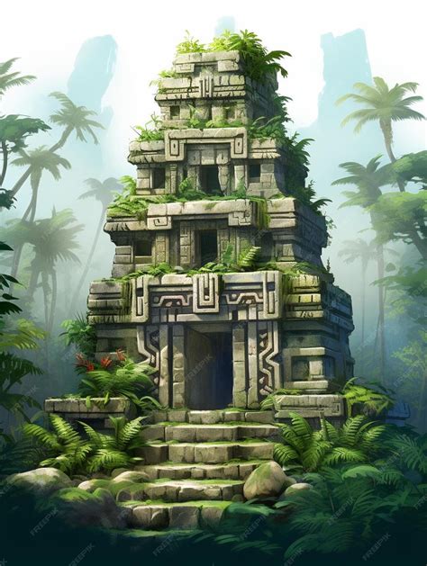 Premium AI Image | a temple in the jungle with a jungle in the background.