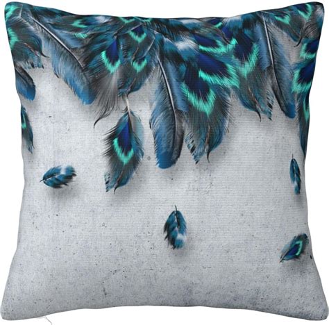 Peacock Feather Throw Pillow Covers 24x24 Pillow Cover With