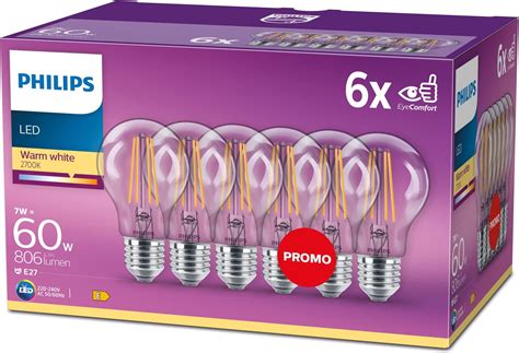 Philips Led Premium Classic A60 Light Bulbs 6 Pack E27 Edison Screw