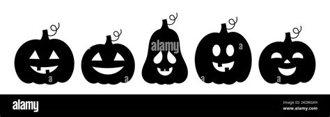 Halloween Pumpkins Jack O Lanterns With Different Faces Icons Collection Vector Illustration