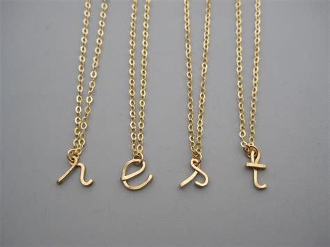 Gold Cursive Initial Necklace 14k Gold Filled Personalized Etsy