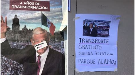 Tapizan Calles De Cdmx Con Posters Para Marcha De Amlo Ofrecen