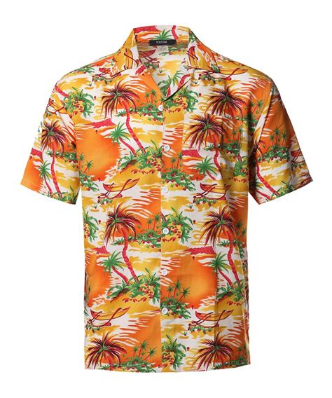 Men's Beach Hawaiian Tropical Caribbean Print Button Down Shirt ...