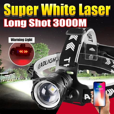 Powerful White Laser Headlamp High Power Super Bright USB Rechargeable