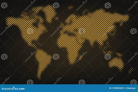 Halftone World Map Vector Illustration Stock Illustration