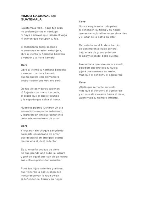 Himno Nacional De Guatemala Pdf