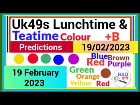 49s Lunch Teatime Lotto Colour Predictions For 19 February 2022